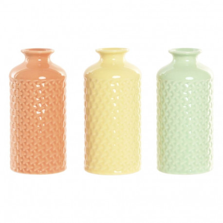 Vaas Home ESPRIT Roheline Beež Hall Terrakota Dolomite 9 x 9 x 19 cm (3 Ühikut)