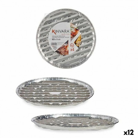 Pizza Mould Kinvara Silver Aluminium 32,5 x 32,5 x 1,7 cm Pizza 4 Pieces (12 Units)
