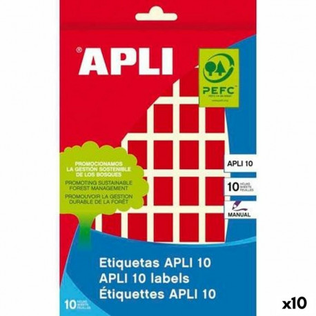 Adhesive labels Apli Red Paper 8 Sheets 12 x 18 mm (10 Units)