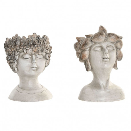 Lillepott Home ESPRIT Hall Vaik Nägu Shabby Chic 18 x 15 x 23 cm (2 Ühikut)