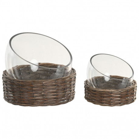 Centerpiece Home ESPRIT Transparent Natural Crystal 28 x 28 x 22 cm (2 Units)