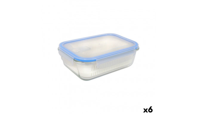 Lunch box Quttin Blue Transparent Rectangular 1L (6 Units)