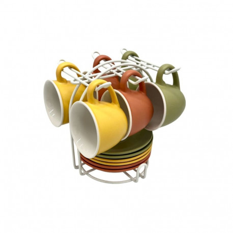 Kohviserviis Home ESPRIT Mitmevärviline Portselan Kaasaegne 100 ml 6 Tükid, osad