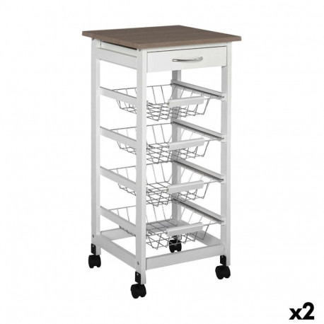 köögiviljakäru MobleKit Valge Pruun Puit Metall 37 x 37 x 82 cm (2 Ühikut)