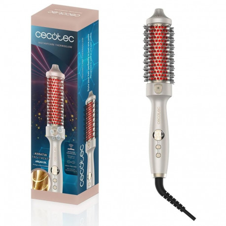 Cecotec InstantCare ThermoGlow Straightening Brush, 5 Temps, Infrared, Ionic, 38mm, Display