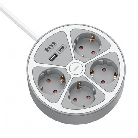 3-socket plugboard with power switch TM Electron TMUAD554CB White Grey 3680 W 30 W (1,5 m)
