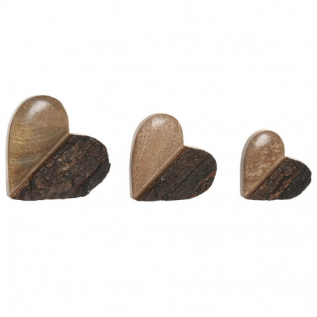 Decorative Figure Home ESPRIT Brown Heart 16 X 2 X 18 CM (3)
