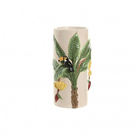 Vaas Home ESPRIT Roheline Beež Keraamiline Linnud Troopiline 12 x 12 x 22 cm