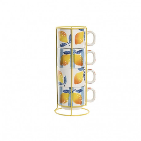 Piece Coffee Cup Set Home ESPRIT Yellow Blue White Orange Metal Dolomite 260 ml