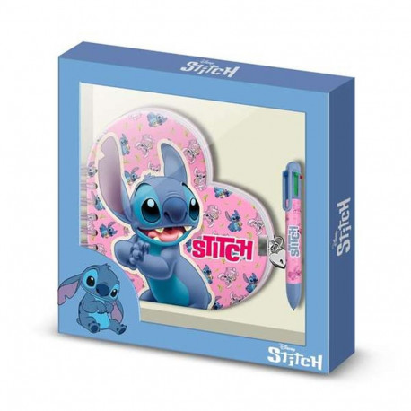 Spiraal Märkmik Pastapliiatsiga Stitch Sinine 80 Lehed 24 x 23 x 2,5 cm