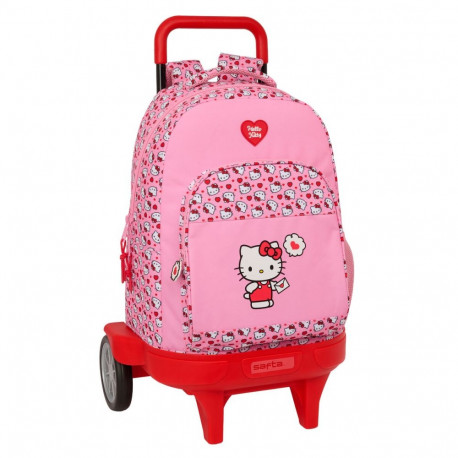 School Rucksack with Wheels Hello Kitty Pink 33 x 45 x 22 cm