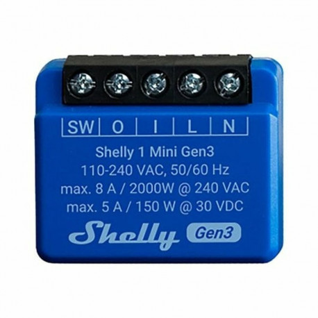 Nutipistik Shelly MINI 1 GEN3 RELE WIFI BT Bluetooth Wi-Fi Bluetooth 4.2