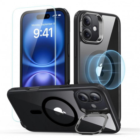 ESR ESR Classic Hybrid Kickstand Halolock MagSafe iPhone 16 Plus + Tempered Glass Screen Protector -