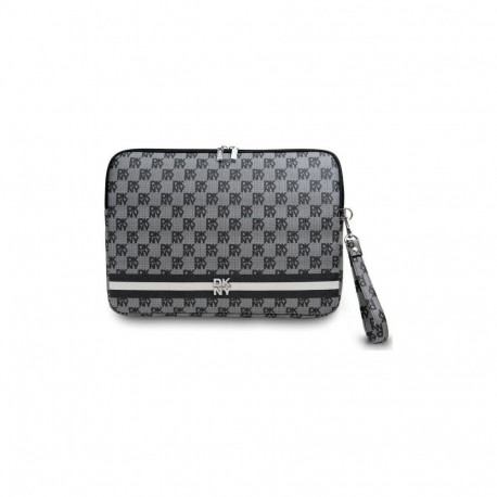 DKNY DKNY Sleeve Checkered Pattern Printed Stripes 14" Laptop Case - Black