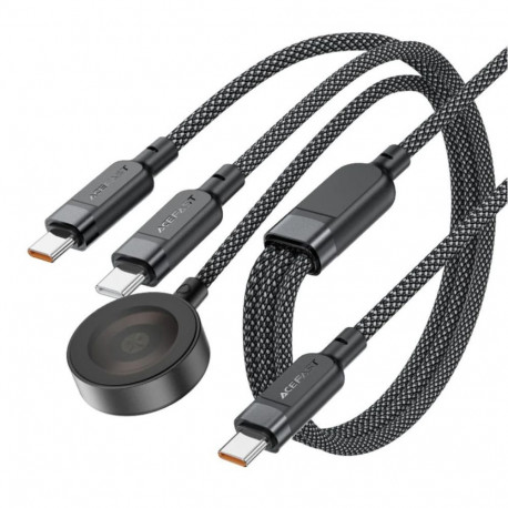 Acefast Acefast C6-11 USB-C 3in1 Cable - 2x USB-C / Qi 480Mb/s 100W 1.2m - black