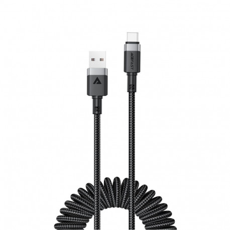 Acefast Acefast C14-04 USB-A - USB-C Cable Spring 480Mb/s 3A 1.2m - Black