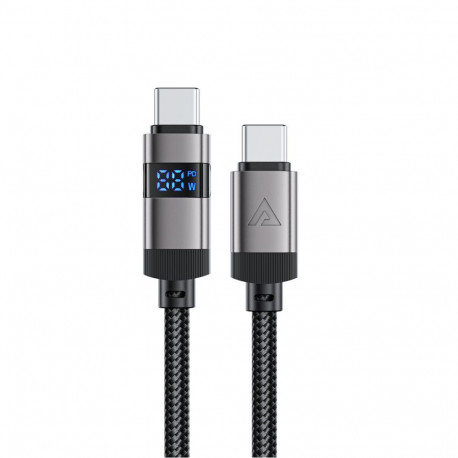 Acefast Acefast C15-03 USB-C - USB-C Cable with Display 480Mb/s 60W 1.2m - Black