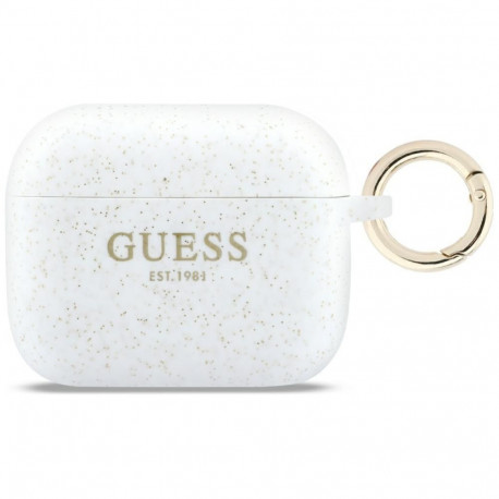 Guess Guess Silicone Glitter Ring Case for AirPods Pro 3 - White