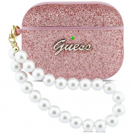 Guess Guess Glitter Pearl Strap Case for AirPods Pro 3 - Pink