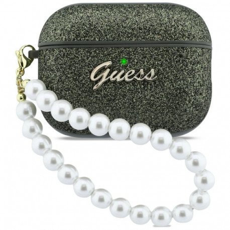 Guess Guess Glitter Pearl Strap Case for AirPods Pro 3 - Black and Glitter