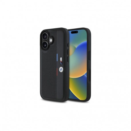 BMW BMW M Perforated Tricolor Detail Line iPhone 16 Case - Black