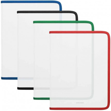 Zip folder for notebooks ErichKrause Matt Clear with colored zippers, A4+, assorted colors (4 pcs in
