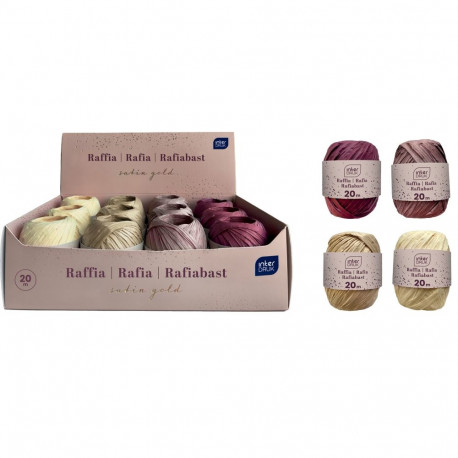 Pakkepael Rafia Satin Gold 20m assortii, Interdruk