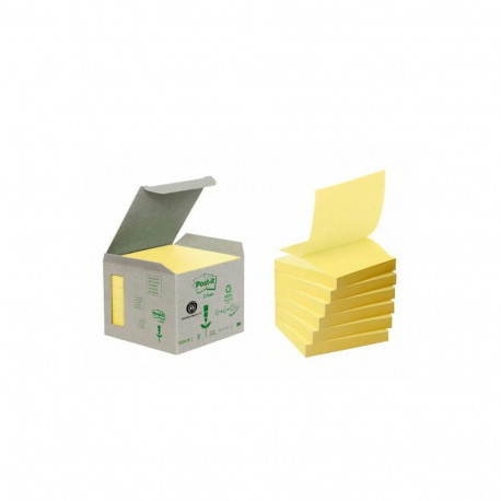 Märkmepaber iseliimuv Post-it Z-note R330 Recycled Notes, 76 x 76mm kollane, pakis 6x100l, 100% taas