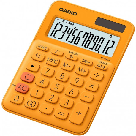 Lauakalkulaator Casio MS-20UC-Orange - 12 kohaline, tava- ja päikesepatarei, 110gr, 23x106x150mm, Ca