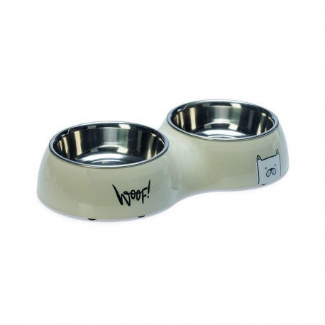 DOUBL DOG BOWL KARLIE ELIZE 2X480ML GRAY