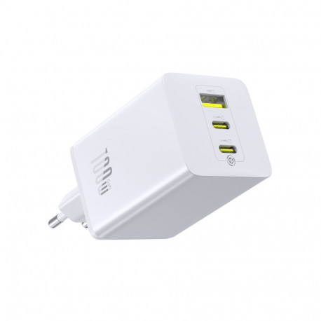 Seina kiirlaadija EnerFill FE11 100W USB-A + 2xUSB-C QC PD, valge