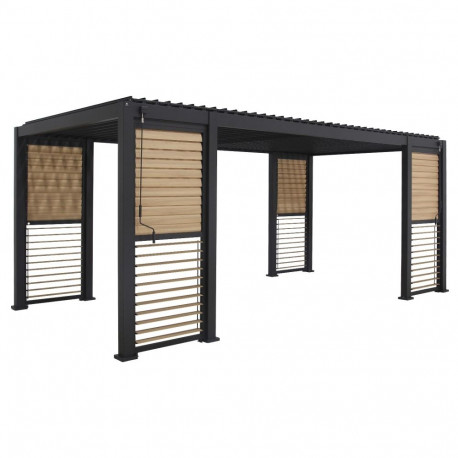 Gazebo MIRADOR-111 with louvred walls 3x6m, dark grey