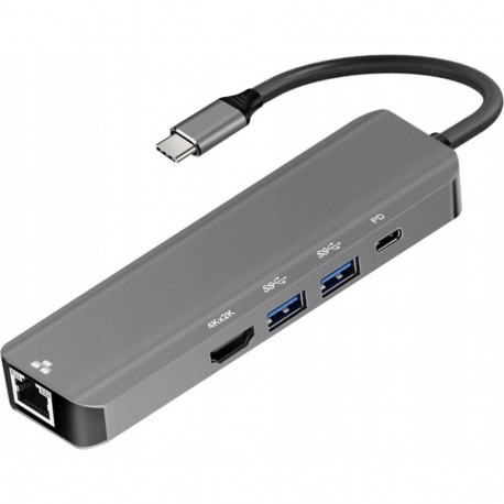 Adapter HUB 5in1 USB C ART OEM-C15-1 silver