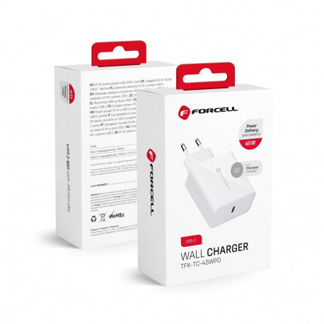 Phone charger Forcell F-Energy USB C QC4.0 PD 3A 45W TFK-TC-45WPD white