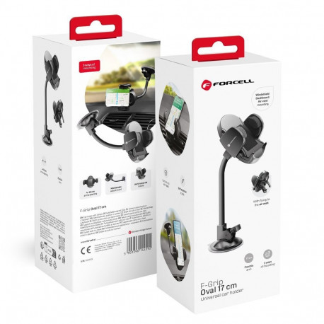 Car phone holder Forcell F-Grip Oval 17 cm windshield / dashboard / air vent black