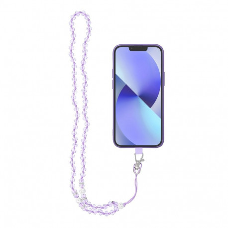 CRYSTAL DIAMOND Phone lanyard, Phone pendant / cord length 74cm (37cm in the loop) / on neck - purpl