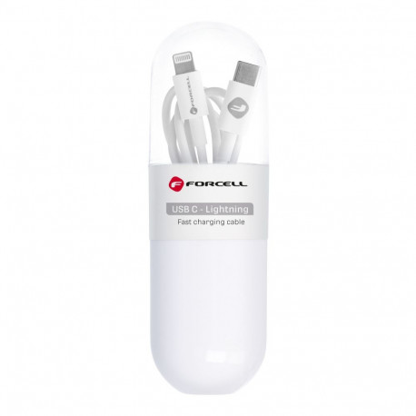 Cable USB C to Lightning Forcell F-Energy PD 27W Tube 1 m C291 white