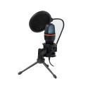 Condenser Microphone Art with membrane, standing, illuminated tripod AC-02 black