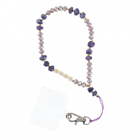 LOVE Phone lanyard, Phone pendant / cord length 44cm (22cm in the loop) / on hand - purple