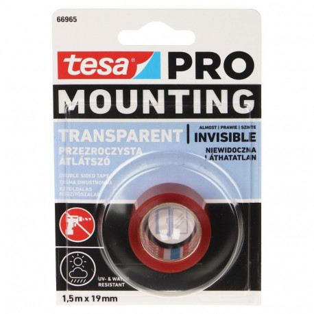 Double-sided mounting tape MOUNTING-PRO/TRANSPARENT/1.5X19 TESA