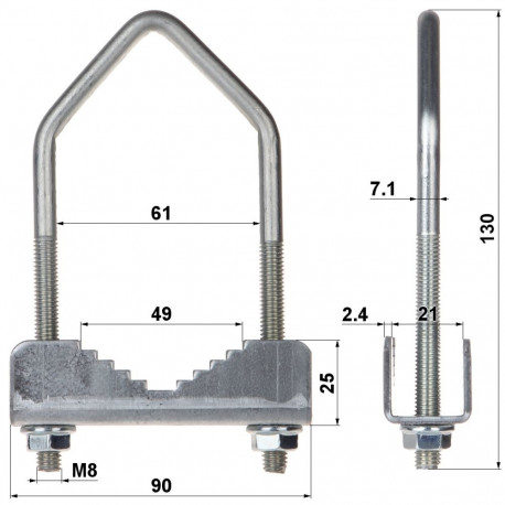 U-bolt clamp OZ-60/M8