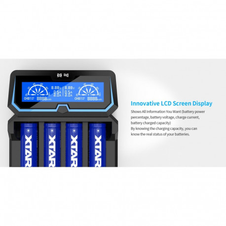 XTAR-X4 LCD kiirlaadija 4-le Li-ion/ Ni-MH akudele