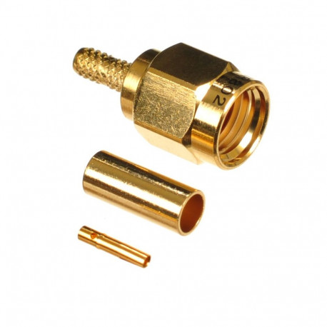 RP-SMA male connector crimp-solder RG316/174