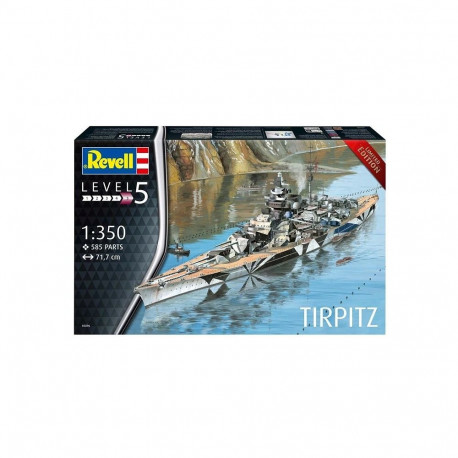 Here is an overview of the 1:350 scale Tirpitz plastic model kit, including the top
