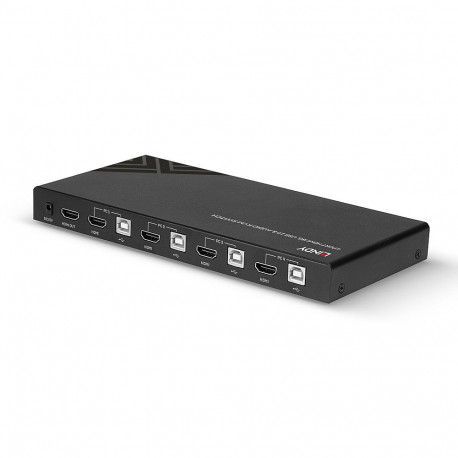 KVM Switch - LINDY 4 Port HDMI 4K60, USB 2.0 & Audio KVM Switch, Black