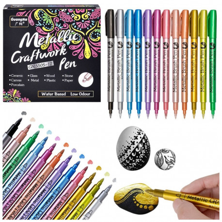 metallikadekoratiivsed värvilised nailonist markerid 12 tk