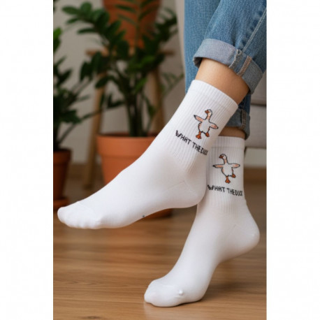 SOKISAHTEL WHAT THE DUCK valged pardiga puuvillased jooksusokid 444, 446