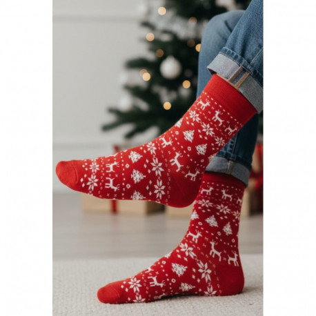 SOKISAHTEL AILO punased jõulumustriga sokid 446