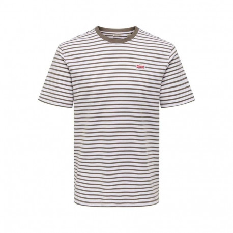 Lühikeste varrukatega T-särk, meeste Only & Sons Onsdawson Reg Stripe Helepruun - L