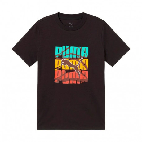 Child's Short Sleeve T-Shirt Puma Graphic Logo Colour Black - 9-10 Years
